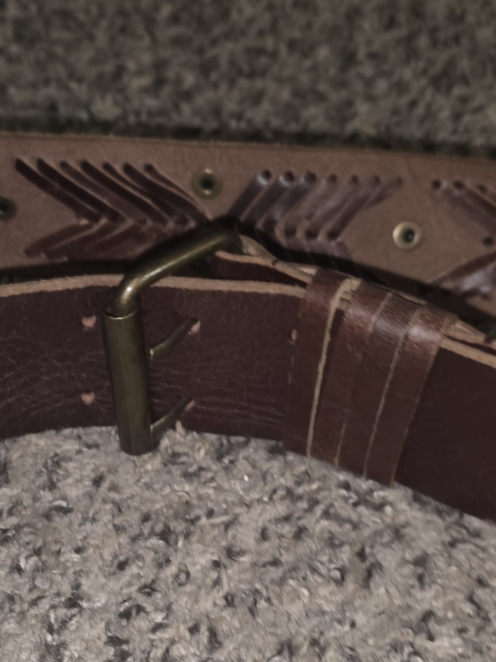 Betsey Johnson Dark Brown Embossed Leather Belt with Brass Buckle